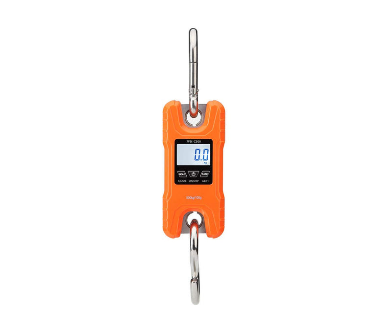 Klau Portable Mini Crane Scale 500 kg / 1000 lb Heavy Duty Digital Hanging Scales LCD Display with Backlight for Home Farm Market Fishing Hunting Orange