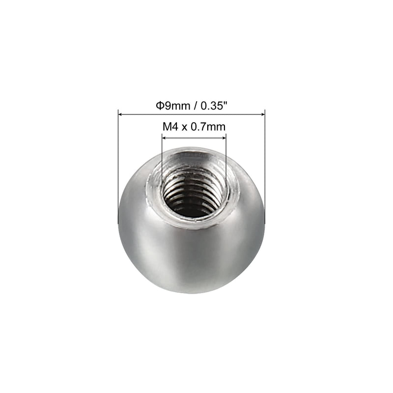 PATIKIL M4 Thread Cap Nuts Knob, 20 Pack Steel Ball Lamp Decoration Screw Caps Nut Cover for Furniture Lighting, Silver Tone