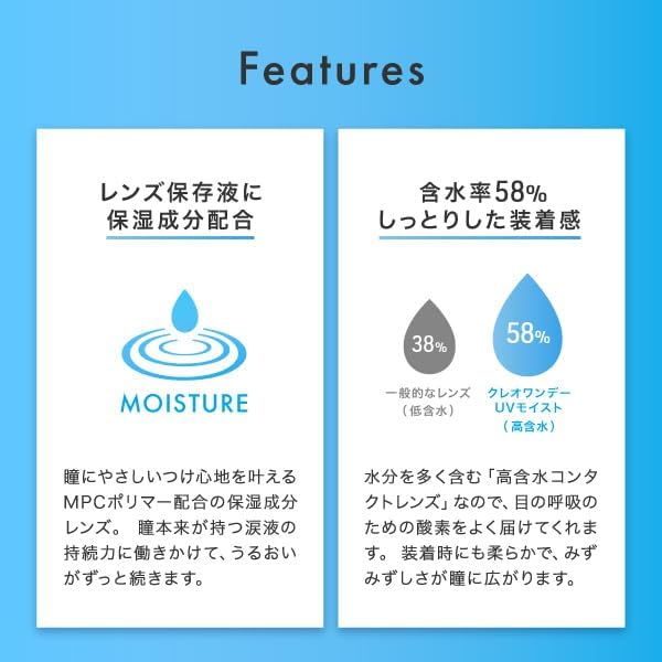 Creo One Day UV Moist 30 sheets 1 box (daily disposable contact lenses) [High water content] [BC] 8.7 [PWR] -3.75 High water content Moisture UV protection Fit - NewNest Australia