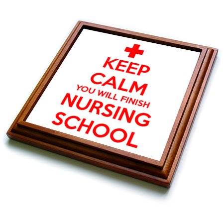 3dRose Keep Calm You Will Finish Nursing School-Trivet with Ceramic Tile, 8" x 8", Brown