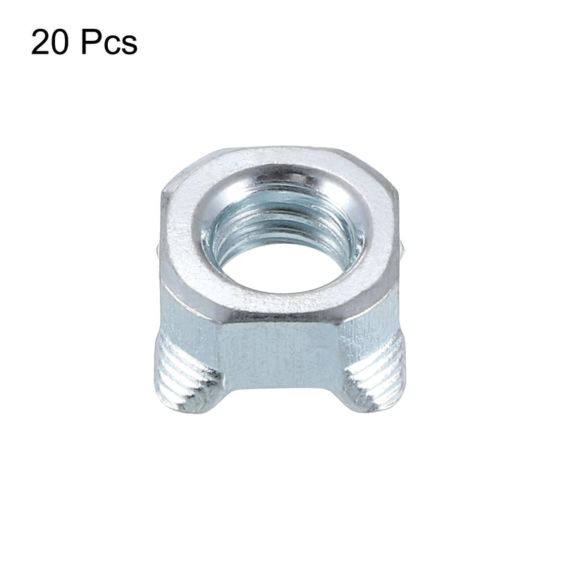 uxcell Weld Nuts, M6 Square UNC Carbon Steel Machine Screw Silver 20Pcs