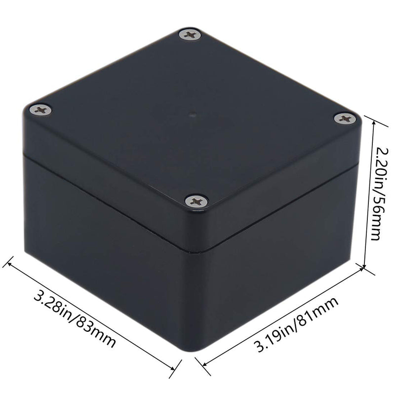 2 Pack Project Box IP65 Waterproof Junction Box ABS Plastic Black Electrical Boxes DIY Electronic Project Case Power Enclosure 3.27"x3.19"x2.2"(83x81x56mm) 3.27"x3.19"x2.2"(2Pcs)