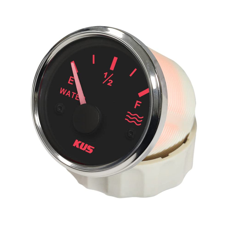 Kus Water Level Gauge Meter Indicator 240-33ohm with Backlight 12V/24V 52mm(2") (Black+Stainless) Black+Stainless