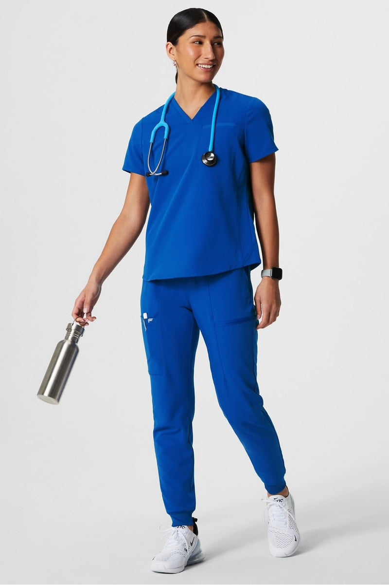 Fabletics Women's High Rise Active Scrub Jogger - MotionTech, 4-Way Stretch, Pocket-Packed, Lightweight, Semi-Slim Fit Regular Medium Royal Blue