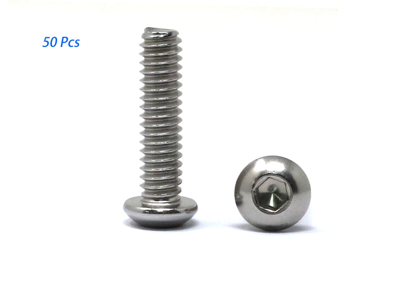 iexcell 50 Pcs 1/4-20 x 1 Stainless Steel 304 Hex Socket Button Head Cap Screws Bolts Kit 1/4-20 x 1"
