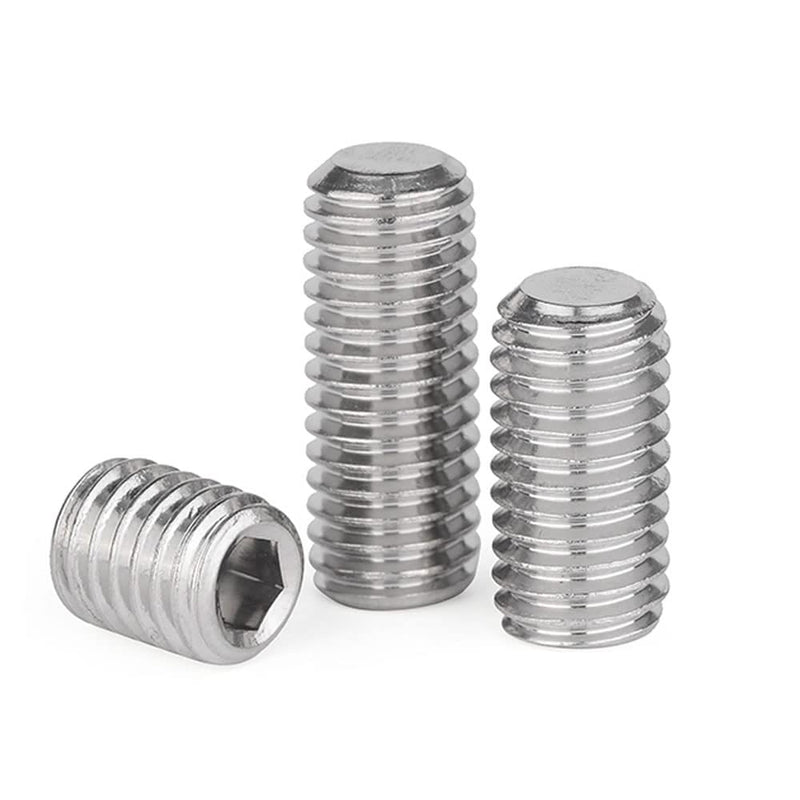 Junter 30pcs M10-1.0 x 8mm Fine Thread Metric A2 Stainless Steel Flat Point Grub Hex Socket Set Screws Metric DIN913