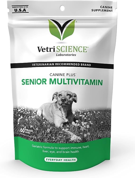 VetriScience Glycoflex 3 Clinically Proven Hip and Joint Supplement for Dogs, 120 Chews & Canine Plus MultiVitamin for Senior Dogs, 60 Chews - PawsPlanet Australia