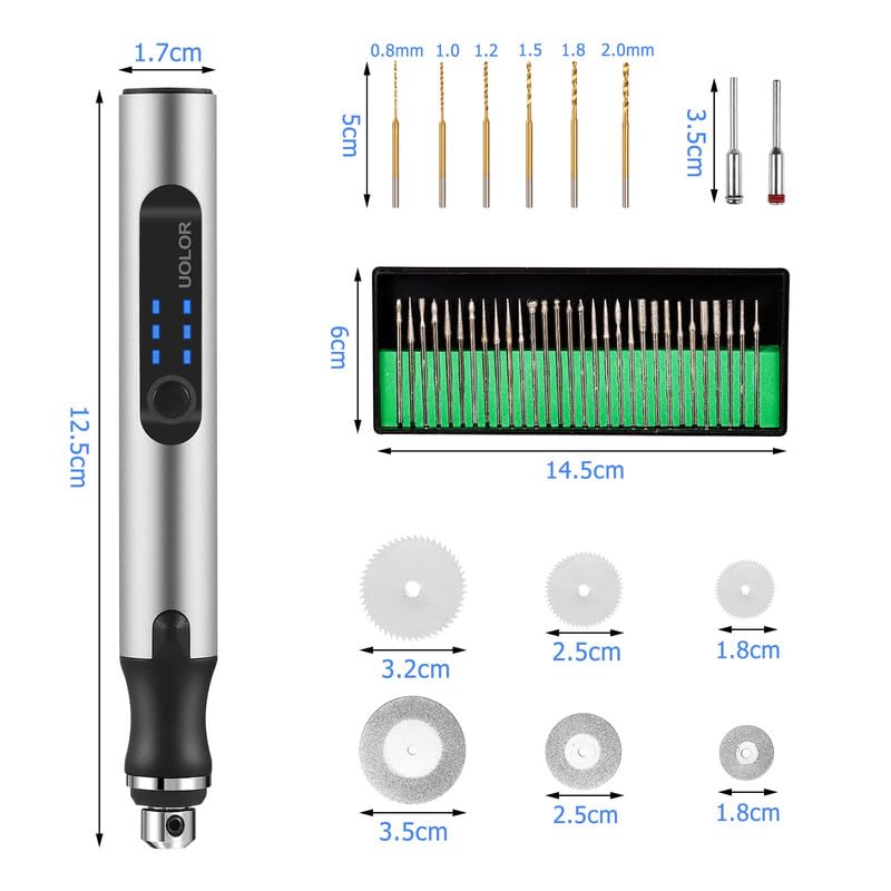 USB Rechargable Engraving Pen with 42 Bits, Mini Electric DIY Engraver Cordless Rotary Tools Portable Engraving Tool for Jewelry Wood Metal Stone Plastic Glass Etching