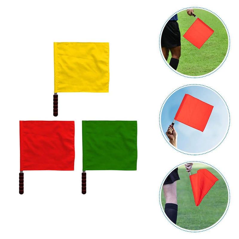 Yardwe 3PCS Referee Flag, Stainless Steel Hand Flag with Sponge Handle, Hand Signal Flag Training Sports Flags for Soccer Volleyball Basketball Football Competition