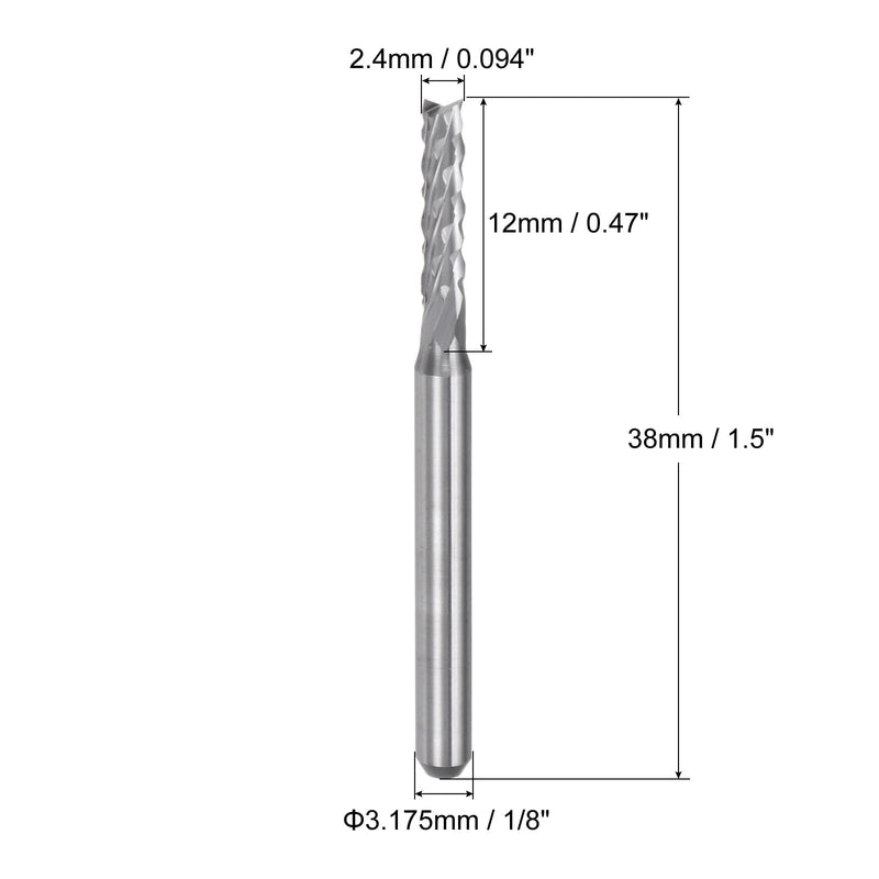 uxcell 10Pcs 2.4mm Carbide End Mill Engraving Milling Cutter CNC Router Bits for PCB Machine, 1/8" Shank 2.4mm x 12mm