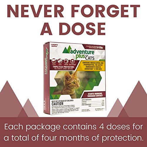 [Australia] - Adventure Plus Triple Flea Protection for Cats, 5-9 lbs, Cat Flea Treatment 4 Dose 