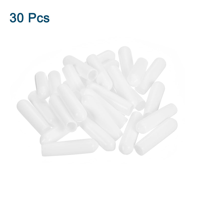 uxcell 30Pcs Rubber End Caps, 6mm/0.24" ID Flexible Rubber Caps, PVC Caps Rubber Screw for Bolts Screw Caps Thread Protectors Tube Screw Bolt, White 30