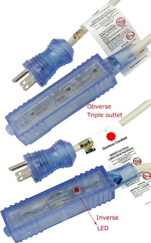 Conntek 8-Feet 13-Amp Hospital Grade Tri-Outlet (3 * 5-15R) Extension Cord