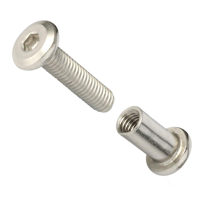 Screw Post Fit for 5/16" (8mm) Hole Dia, Male M6 x 18mm Belt Buckle Binding Bolts Furniture Screws, 304 Stainless Steel 18-8, 10 Sets
