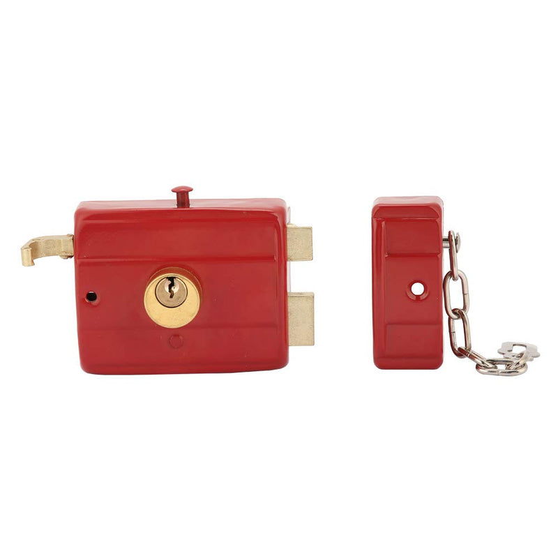 Heavy Duty Dead Bolt Lock with Keys Front Door Security Lock Nightlatch Red Finish for Wooden and Iron Doors