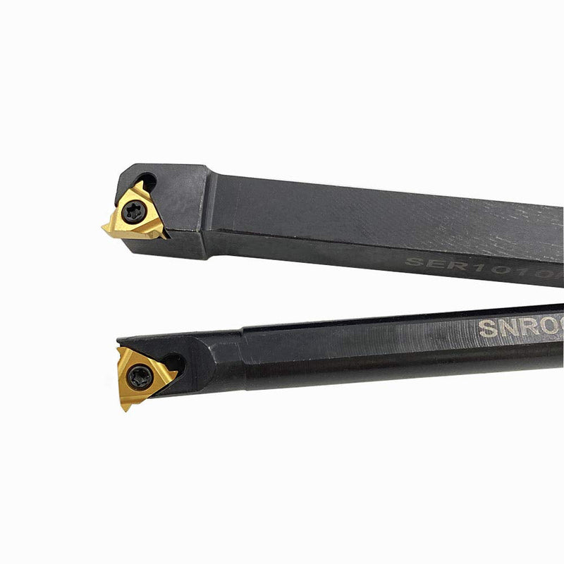 GBJ Lathe Threading Tool External + Internal Threading Holder SER 1010H11+ SNR 0010K11 Threading Holder with 11ER AG60 11IR AG60 Threading Inserts (SER1010H11+SNR0010K11+11ER A60+11IR A60 (Gold)) SER1010H11+SNR0010K11+11ER A60+11IR A60 (Gold)