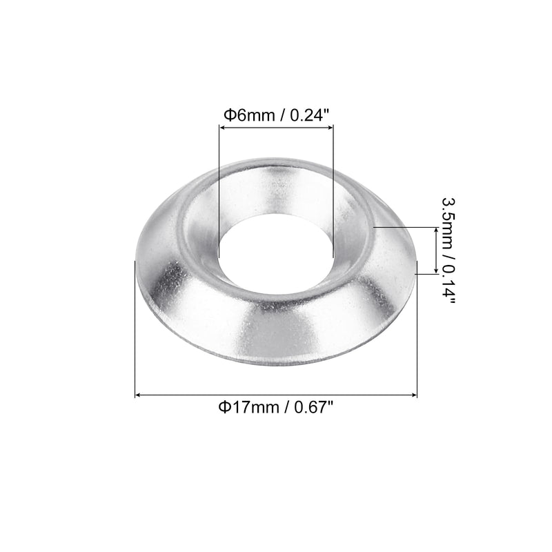 uxcell #12 304 Stainless Steel Cup Washer Countersunk, 300pcs Countersunk Finish Washers for Screw Bolt 300