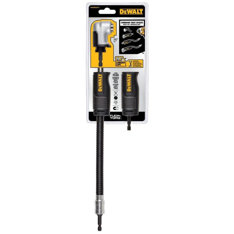 DEWALT Right Angle Drill Adaptor, FlexTorq, 4-in-1 System, Compact, Straight Flexible Shaft, 12-Inch (DWAMRASETFT) Multi