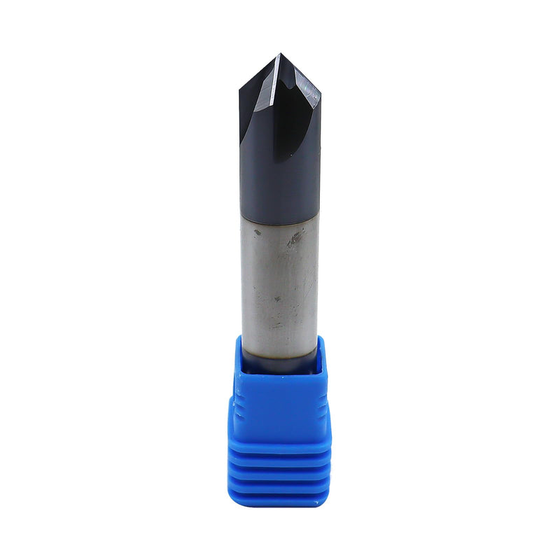 1/2in Solid Carbide End Mill,Chamfer Mill-Double End,4 Flutes,90° Chamfer Angle,AlTiN Coated Bits Tool for Medium Hardness Steel, Brass, Iron 1/2in, 4 Flute