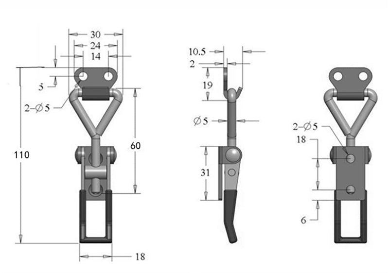 Black Toggle Latch Clamp, Heavy Duty Adjustable Toggle Clamp for Smoker Door Latch, Metal Pull Latch for Box, Gate, Cabinet, Case (B4001-6PCS) B4001-6PCS