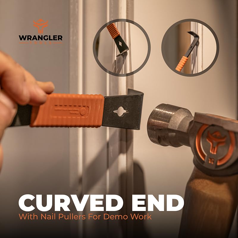 9.5-inch Flat Scraper Bar - Nail Puller - Trim Bar - Pry Bar - Shock Absorbing Grip - Bolt Remover - Wide Winged Ends Single