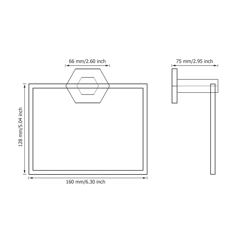 MIYILI Hexagonal Towel Ring Gold Stainless Steel Bathroom Wall Mount, Modern Hand Towel Holder for Home Upgrade