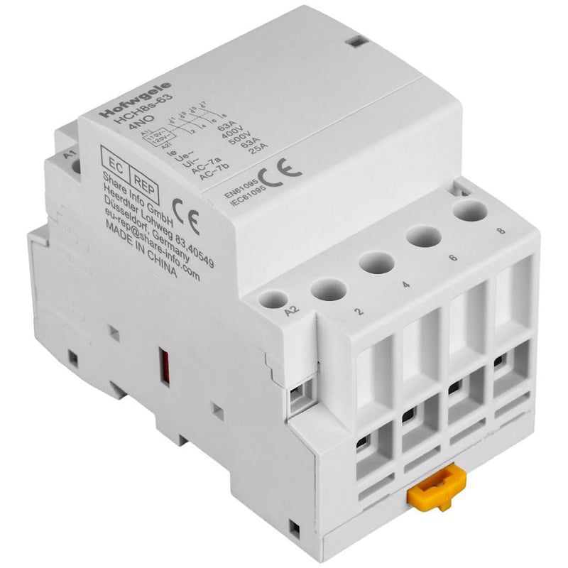 HCH8s-63 AC Contactor 4 Pole 63A 4NO Four Normally Open 110V/120V Coil Voltage 35 mm DIN Rail Mount