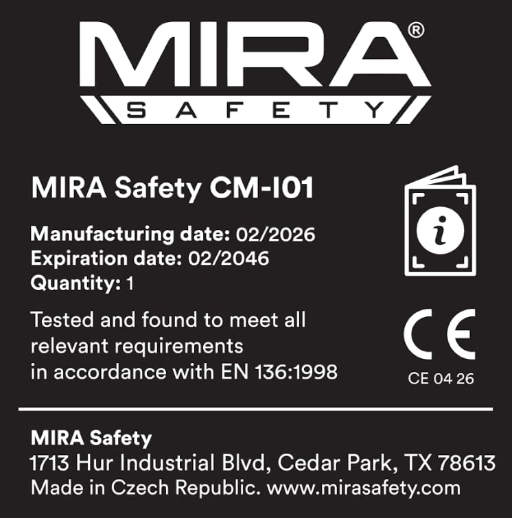 MIRA Safety CM-I01 Full-Face Industrial-Grade Gas Mask with 40mm NATO Filter Compatibility and Advanced Valve Design Cm-i01 Black