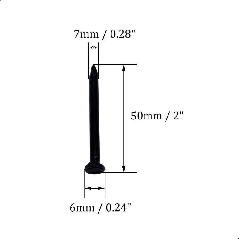 50pcs Hardware Nails 2 inch Length,Carbon Steel Point Tip Wall Cement Masonry Nail,Woodworking Nails,Concrete Nails,Black 50 mm 2 Inch / 50mm