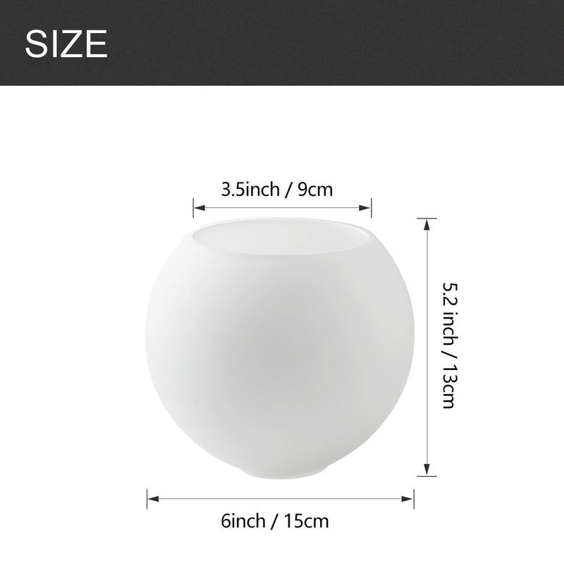 3 Pack Fixture Replacement Globe Shade, 6 Inch Diameter, E26 Base 1-5/8 Inch Fitter, Glass Globe Lampshade Cover for Pendant Wall Sconce Chandelier Vanity Light (3 Pack 6 Inch White Frosted Glass) 3 Pack 6 Inch White Frosted Glass