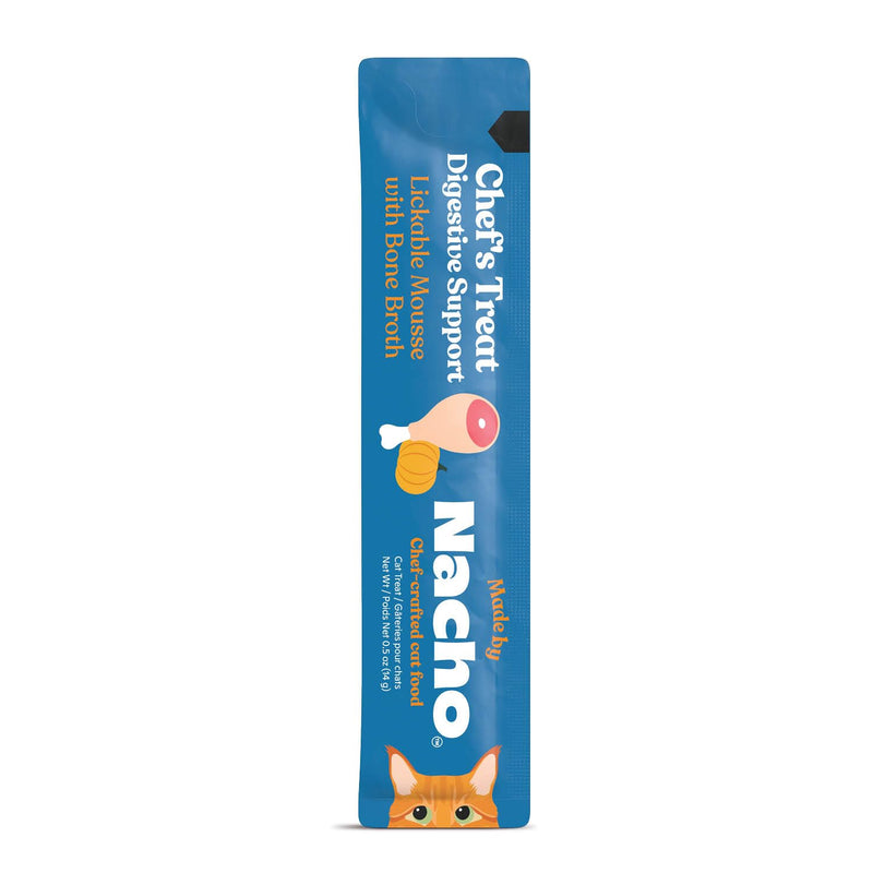 Made by Nacho Digestive Mousse Sachets, Lickable Cat Treats, 12 Count with Bone Broth, 0.5 oz, No Grains, Corn, Wheat or Soy Chicken and Pumpkin 0.04 Fl Oz (Pack of 12)