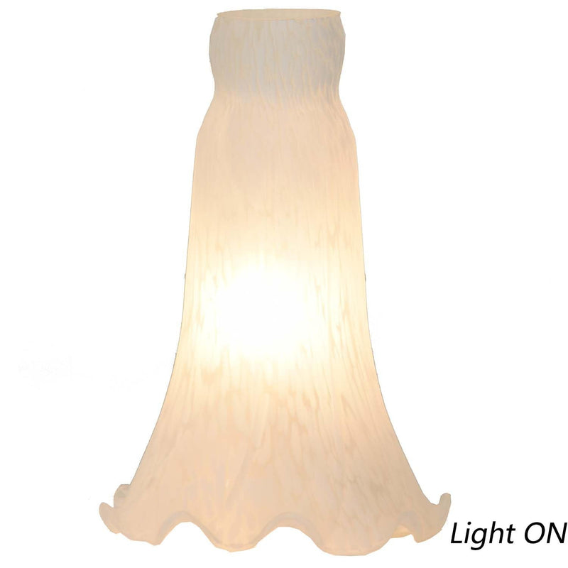 Bieye LS10 Lily Flower Blown Glass Lampshade (White, Opening I.D. 1.26" x O.D. 1.5") Opening I.D. 1.26" x O.D. 1.5" White