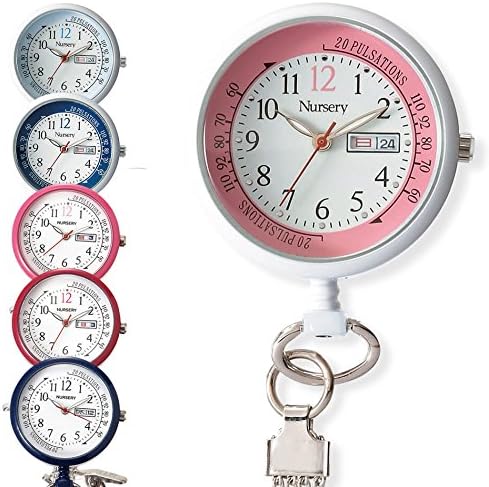 Nurse Short Chain Watch with Date and Day Display, Upside Down Dial, Nurse Watch, Goods, Medical Care, Pulse Measurement Scale, Luminous, Pink - NewNest Australia