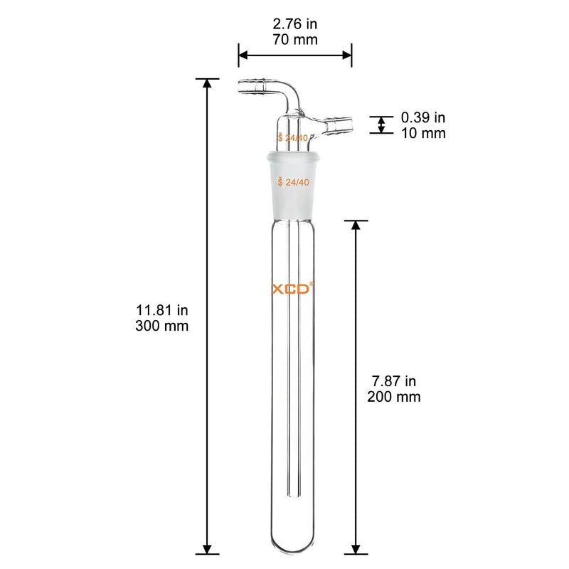 XCD Glass Vacuum Cold Trap, Lab Vacuum Cold Trap with 10mm Serrated Hose, 200 mm Length Below The 24/40 Joint