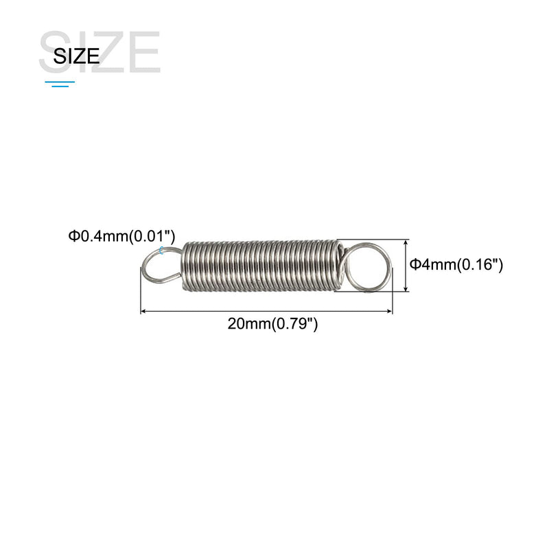 METALLIXITY Extension Spring (0.4x4x20mm/0.016"x0.16"x0.79") 5Pcs, Stainless Steel Tension Spring Wire - for Home Repair Construction Machinery 0.016"x0.16"x0.79"
