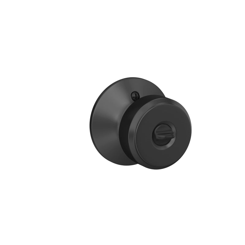 Schlage F51A BWE 622 Bowery Door Knob, Keyed Entry Lock, Matte Black Standard