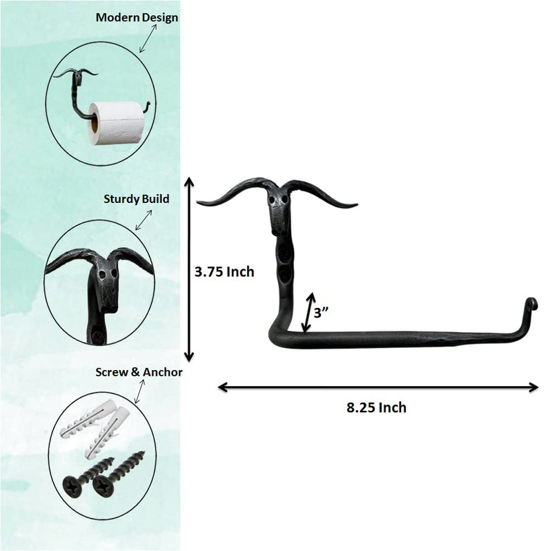 Hand Forged Metal Dragon Toilet Paper Holder Wrought Iron Toilet Paper Holder Blacksmith Handmade Wall Mounted Toilet Paper Holder Office and Home Classic Look Black Finish by Living Ideas