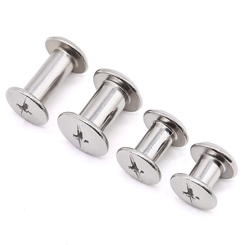 Glvaner 30 Sets M4 x 6mm Binding Screws, 304 Stainless Steel 18-8, Cross Head Chicago Screw Bingding Post Screw Kits for DIY Leather, Photo Albums, Bookbinding, Scrapbook, Belt