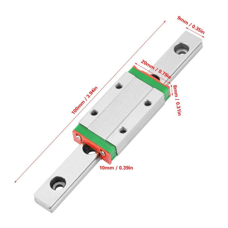 100mm MGN9H Miniature Bearing Steel Linear Motion Rail 9mm Width + Slide Block Linear Rail for Automatic Equipment, Precision Measuring Equipment