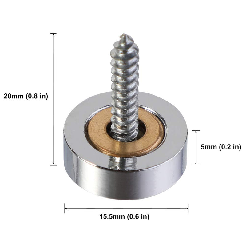 Mellewell 20 PCS Screw Covers Decorative Caps (Solid Construction) Mirror Screws Fasteners, 3/5" Diameter, Chrome 3/5 Inch