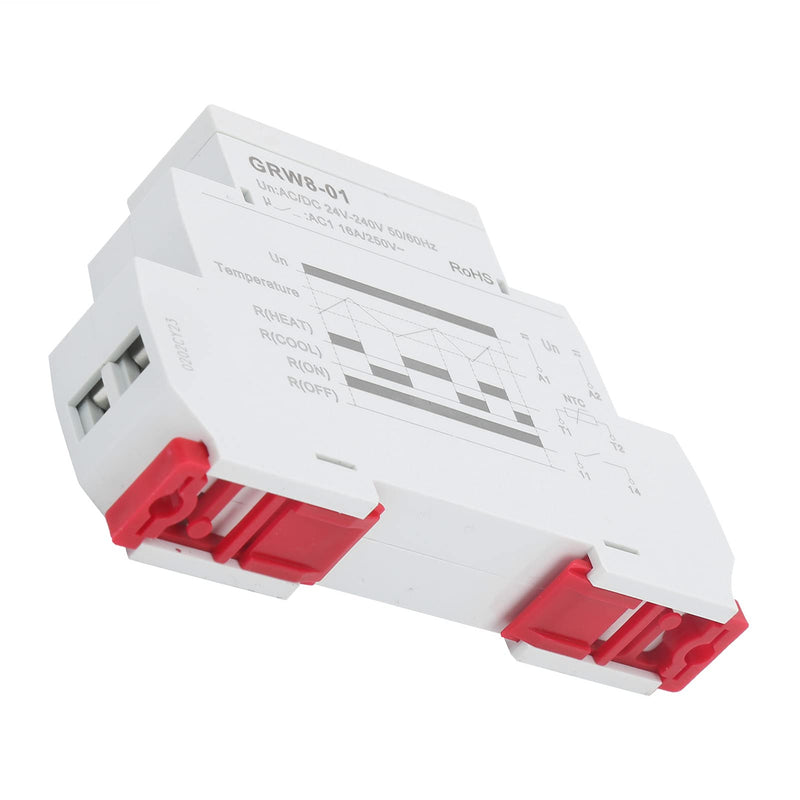 Temperature Control Relay Temperature Monitor 1.4in Rail Mount with Probe L-N Terminal High Low LED Display -15℃ to 45℃