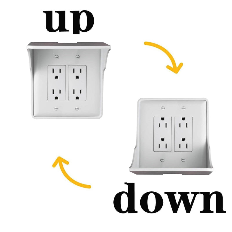 2 Pac White Double Wall Outlet Shelf-Home Wall Shelf Organizer for Outlets, Perfect for Bathroom, Kitchen, Bedrooms with Cord Management and Easy Installation