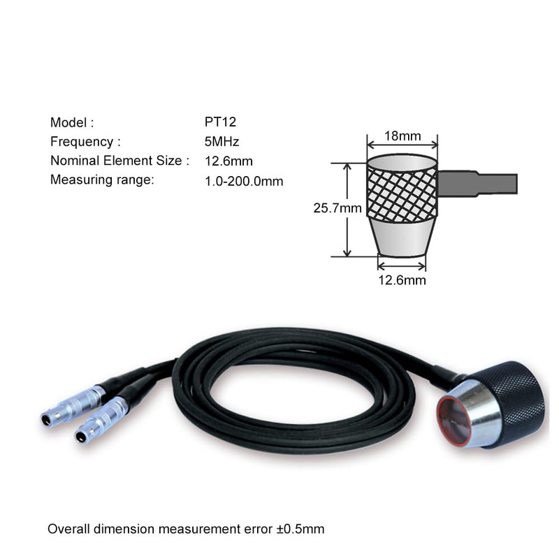 YUSHI Ultrasonic Thickness Gauge Standard Probe/Transducer Collection （ PT-12, 0.04'' to 6'', 5MHz）with Certificate