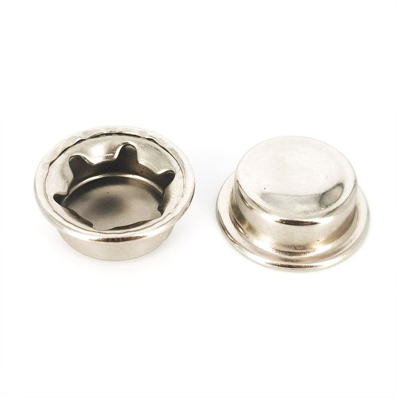 Push on Pushnut Cap Stud 1/2 Inch Axle Cap Nut Zinc Mech Finish for Hand Trucks, Rolling Bins, and Lawn Wagons - 6 Pack 1/2”
