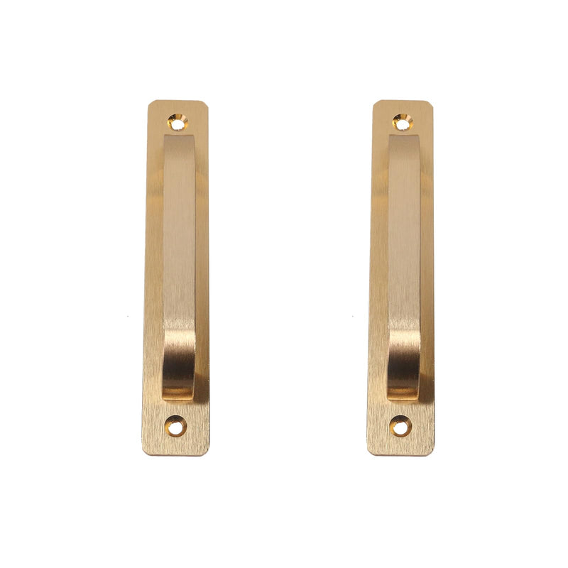 Coshar 8Pcs Aluminium Alloy Square Kitchen Cabinet Handles 5-Inch Brushed Gold Cabinet Pulls Drawer Handles with Base Plate,for Sliding Rustic Barn Gates Garages Sheds