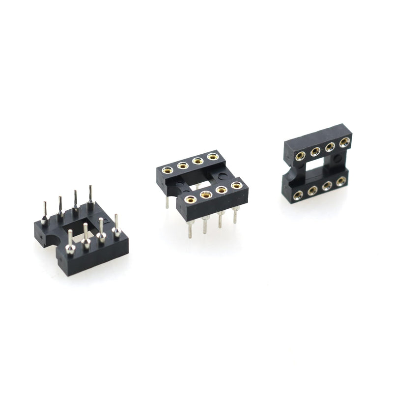RLECS 10PCS IC Socket Metal 8 Pin Round Hole Solder DIP Inline IC Socket Adapter 2.54mm for PCB Board Good Electronic Components Black