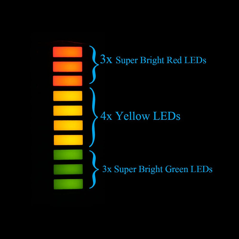 2pcs. 10 Segment LED Bar Graph Display 3 Colors(3xSuper Red+4xYellow+3xSuper Green) Single led bar Graph(DIY or Arduino) SRGY