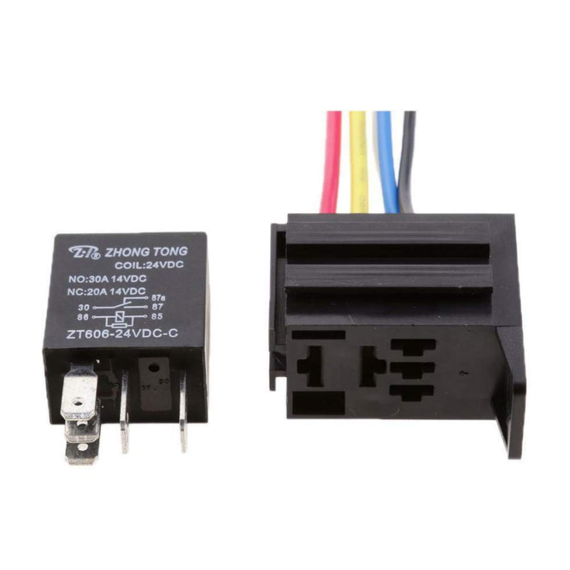 ESUPPORT Car Heavy Duty Relay Switch 12V 30A SPDT 5Pin Wire Socket Plug Harness Waterproof Electrical Automotive Pack of 5 30A 5Pin SPDT