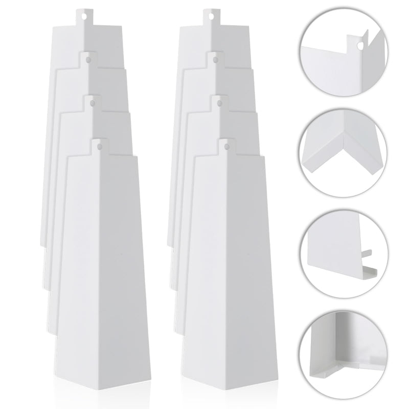 8 Pcs Aluminum Siding Corners - 8 Inch Outside White Siding Corner Caps, Smooth Metal Siding Panels Trim Nails Included for Mobile Home House Exterior (Single Hole) Single Hole