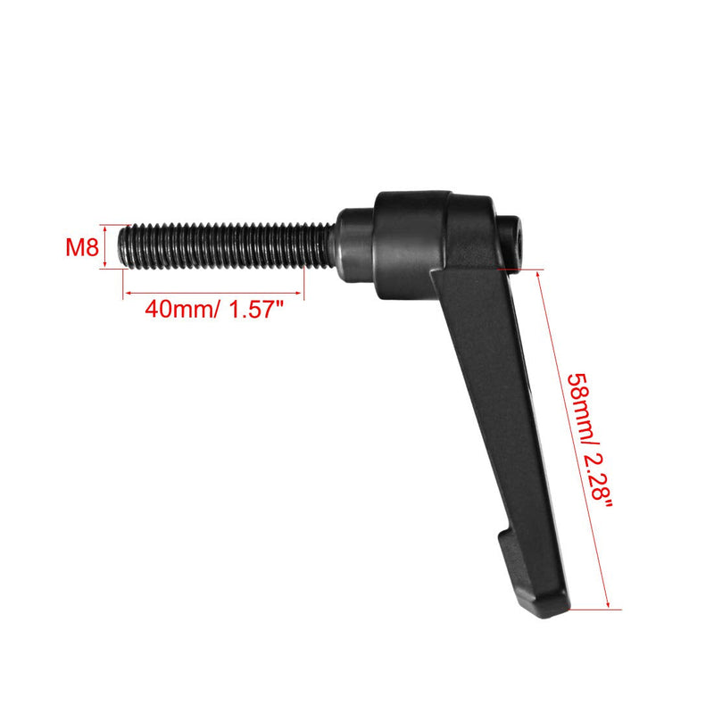 uxcell 5pcs Adjustable Clamping Lever Handle M8 x 40mm Metric Black Oxide Carbon Steel Male Threaded Stud Hand Knobs Ratchet Rotating Screw Handles Bolts with Locking Lever Black
